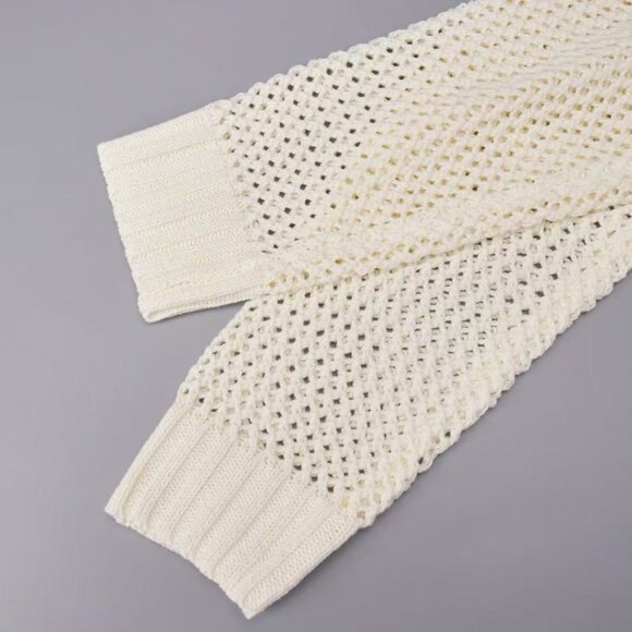 Polo by Ralph White openwork wool sweater with boxing bear pattern - Picture 9 of 10